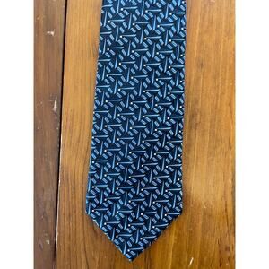 Stafford Executive Tie, Blue Pattern, 100% Silk, Made in USA